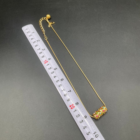 Kate Spade New York Gold Tone Multicolor Rhinestone Lattice Barrel Necklace 18"