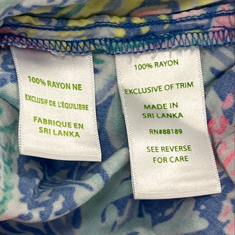 Lilly Pulitzer Women's Multicolor Tropical Rayon Bell Sleeve Tunic Dress Sz M