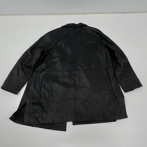 Vintage 90s Worthington Genuine Lambskin Leather Button Jacket Black Sz 1X