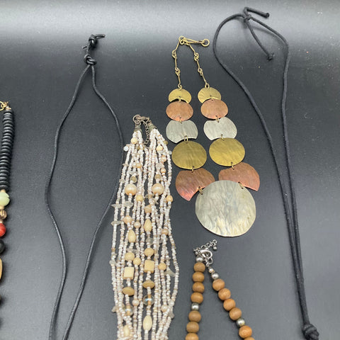 Boho Artisan Statement Necklace Jewelry Lot of 10 Beaded Shell Stone Hippie
