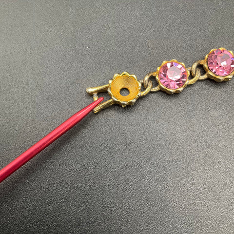Vintage Lisner & Weiss Pink Rhinestone Bracelets Mid-Century Jewelry Lot of 2