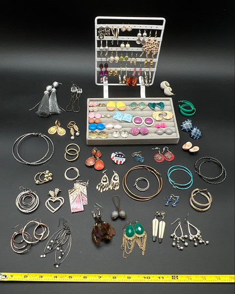 Mixed Style Costume Jewelry Lot 100+ Pieces Earrings Hoops Dangles Studs Boho
