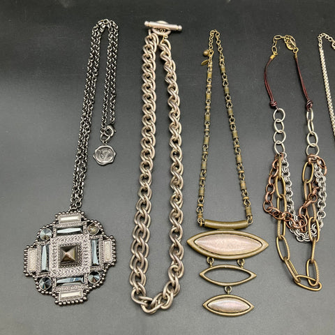 Mixed Fashion Costume Jewelry Lot 1.5 lbs 6 Necklaces Spiked Link Rhinestone