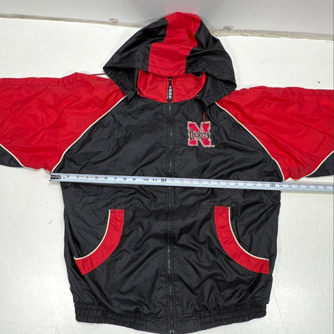 Vintage 90s Tank Nebraska Huskers Embroidered Hooded Windbreaker Jacket Sz L