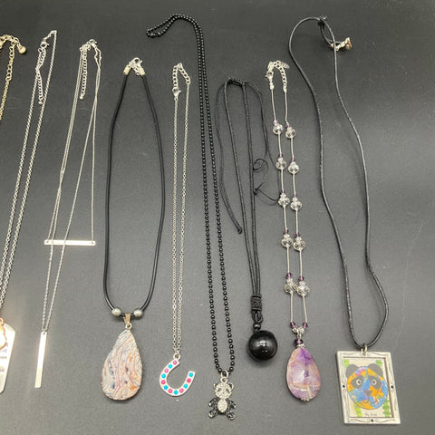Fashion Jewelry Necklace Lot of 14 Pendants Beads Rhinestones Enamel Artistic