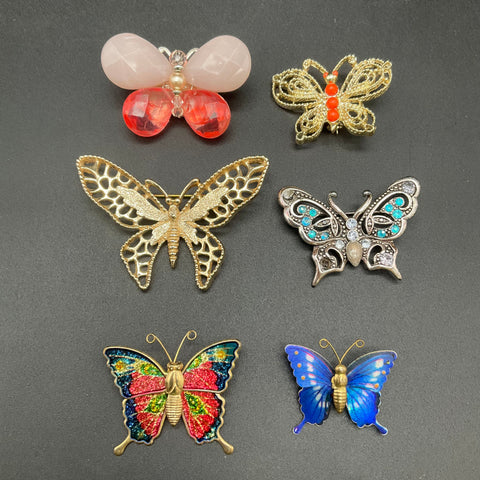 Vintage Sarah Coventry & Costume Jewelry Butterfly Brooches Lot of 6 Enamel