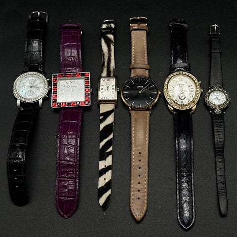 Lot of 6 Women's Watches Cluse Waltham Suzanne Somers Sasson Infinity Leather