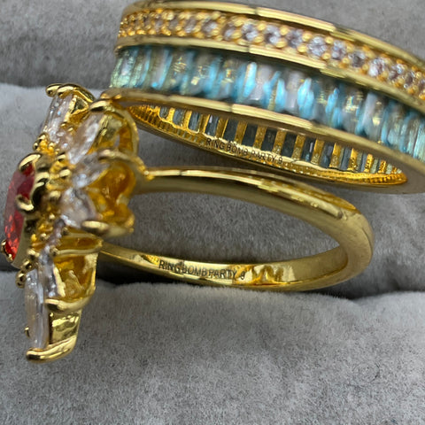 Bomb Party Costume Jewelry Rings Lot of 5 Assorted Styles Sizes 8-10 Gold Tone
