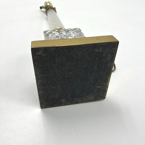 Vintage Italian Lead Crystal Brass Table Lamp Base Hollywood Regency Style