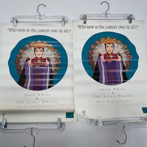 Vintage 1997 Disney Snow White Evil Queen 60th Anniversary Poster Set of 2 USA