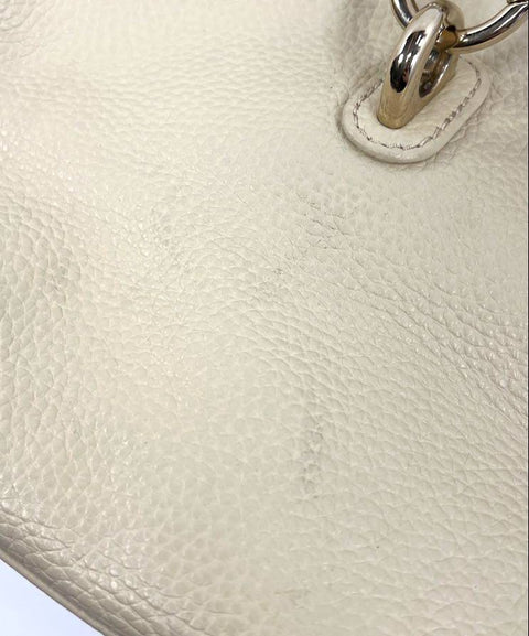 Dooney & Bourke Cream Pebbled Leather Lock Hobo Shoulder Bag Silver Hardware