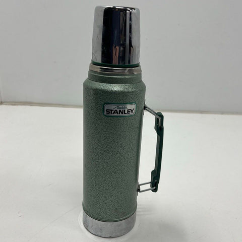 Vintage 80s Aladdin Stanley Green Hammertone Vacuum Bottle Thermos 1 Quart USA
