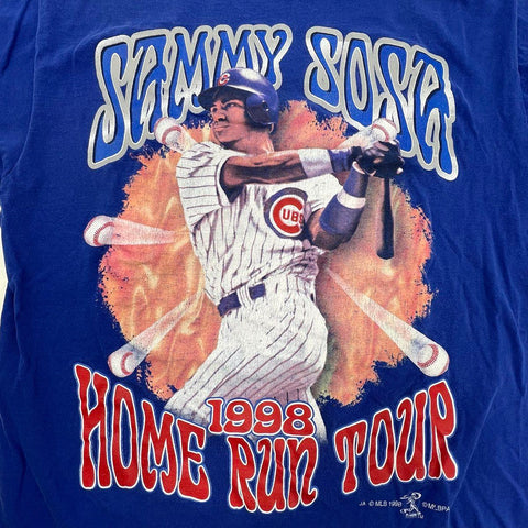Vintage 1998 Sammy Sosa 66 HR Tour Chicago Cubs T-Shirt Double Sided Sz M