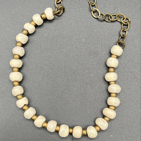 Bel Koz Women's Cashmere Clay Bead Necklace & Bracelet Set Artisan Made Haiti