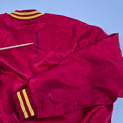 Vintage 90s Kansas City Chiefs NFL Satin Varsity Jacket Red Quilted Lined Sz XL