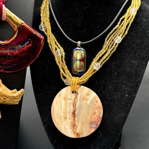 Boho Eclectic Jewelry Lot Beaded Animal Pendants Wood Resin Glass Necklaces