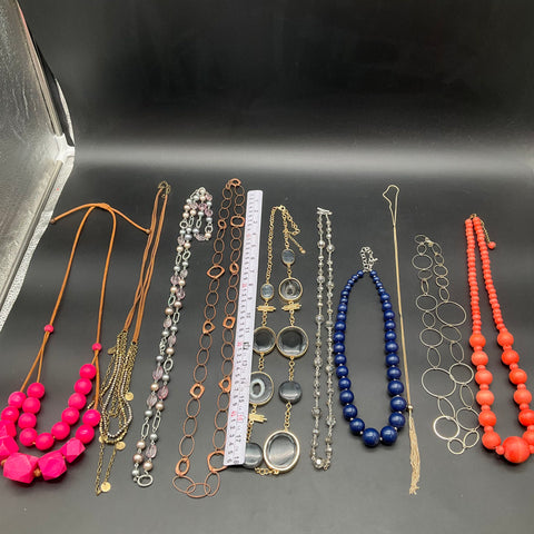 Vintage to Modern Costume Jewelry Necklaces Lot 1.4 Lbs Beaded Gold Silver Tone