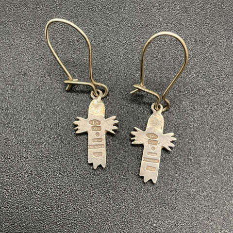 Sterling Silver 925 Moomin Hattifattener Figural Dangle Drop Earrings Signed