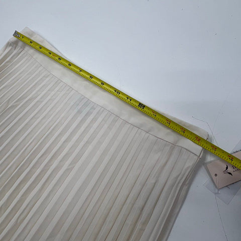 NWT Nanette Lepore Ecru Cream Pleated Lace Hem Midi Skirt Women's L