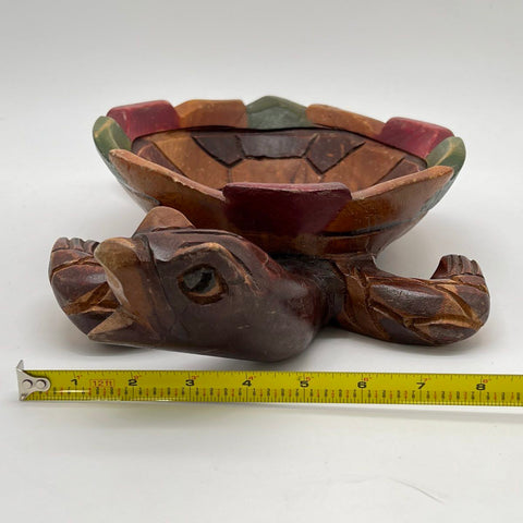 Vintage Hand Carved Wood Turtle Bowl 15" Jamaica Folk Art Uncle Scotty 1976