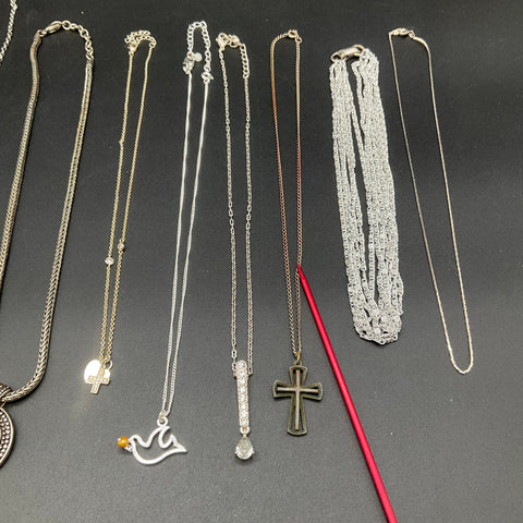 Fashion Costume Jewelry Necklace Lot of 12 Silver Gold Pendants Cross Horse