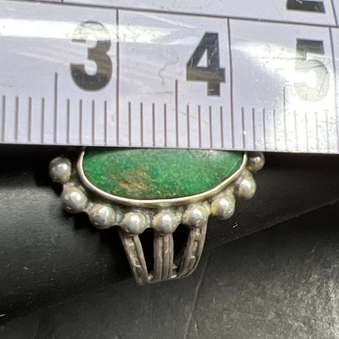 Native American Style Sterling Silver Green Stone Ring Size 6
