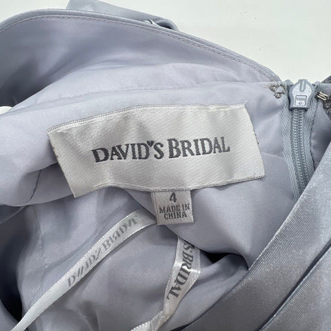 David's Bridal Women's F12732 Bridesmaid Dress Silver Chiffon Long Gown Size 4