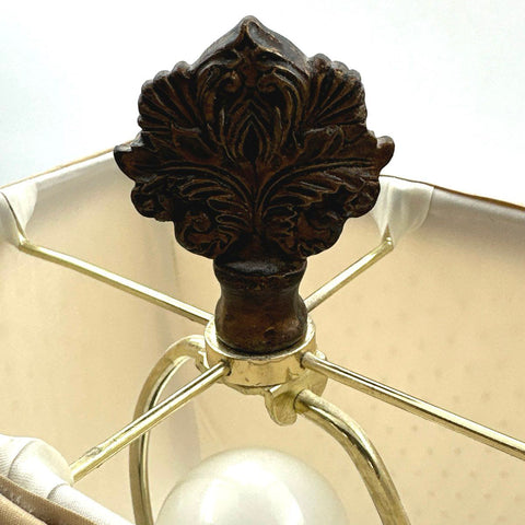 Traditional Urn Style Table Lamp Rose Motif Tapered Fabric Shade Accent Lamp