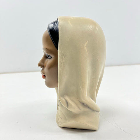 Vintage Mid-Century Modern Ceramic Bust Sculpture Woman Head Hollywood Regency