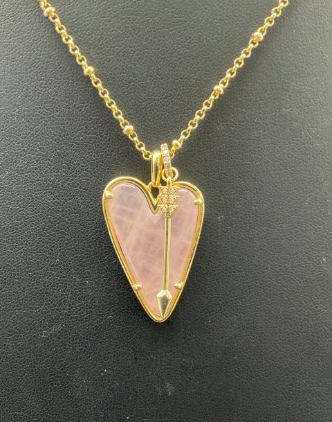 Kendra Scott Ella Blue Stone & Ansley Rose Quartz Heart Pendant Necklace Lot of