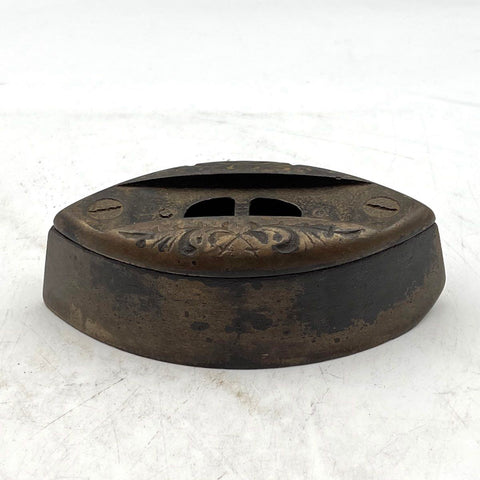 Antique Cast Iron Double Pointed Sad Iron Base Floral Relief Pressing Tool 5lb