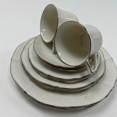 Noritake Chandon Platinum 10pc Dinnerware Set Service for 2 Ivory China
