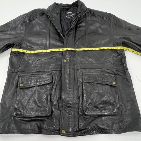 Vintage 90s Wilsons Leather Thinsulate Padded Field Jacket Black Sz XL