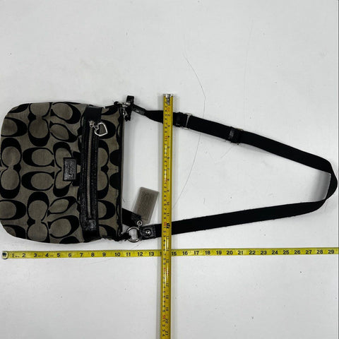 Coach Black Signature Canvas Poppy Crossbody Bag Heart Charm F22945