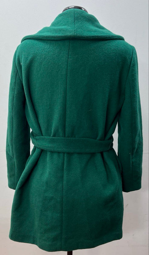 Ann Taylor Women's Green Shawl Collar Belted Wrap Coat Sz S