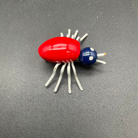 Vintage Red White Blue Enamel Spider Brooch Pin Patriotic Whimsical Insect