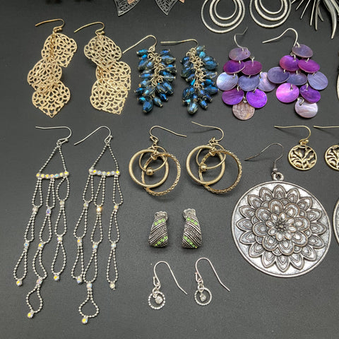Vintage to Modern Costume Jewelry Lot 22 Pairs Earrings Boho Dangle Hoops