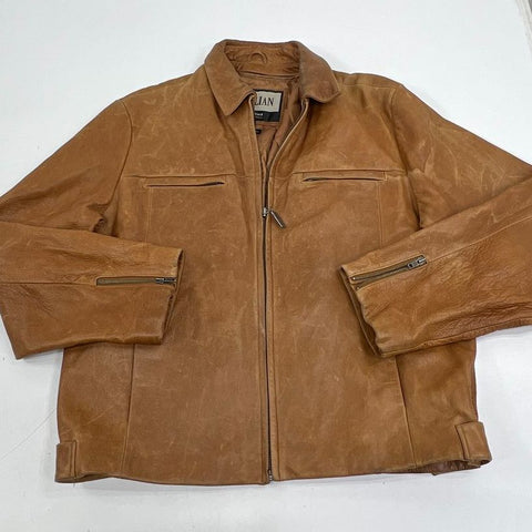 M Julian Wilsons Tan Brown Distressed Leather Thinsulate Lined Jacket Men's L