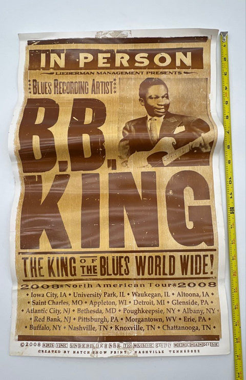 B.B. King 2008 North American Tour Poster Hatch Show Print Blues Music 14x22