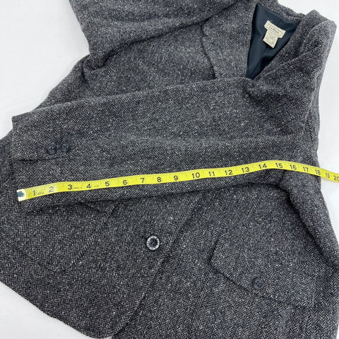 L.L. Bean Women's Gray Herringbone Wool Silk Blend Blazer Jacket Sz L