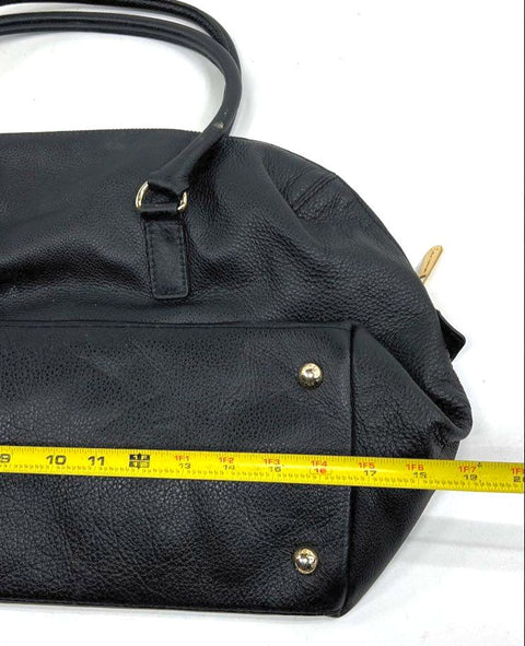 Michael Kors Black Pebbled Leather Hamilton Weekender Satchel Gold Hardware