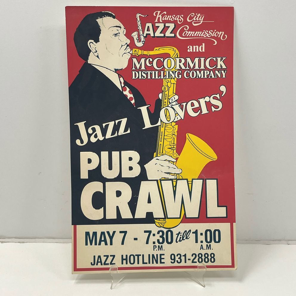 Vintage Kansas City Jazz Lover's Pub Crawl Poster MCM McCormick Distilling Co