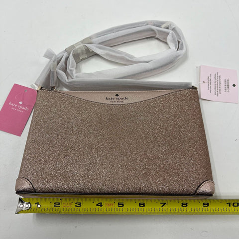 Kate Spade NWT Rose Gold Glitter Fabric Crossbody Bag K4624