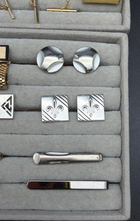 Vintage Mens Jewelry Lot Cufflinks Tie Clips Tacks Collar Bar Kreisler Yale