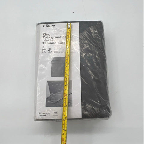 IKEA Gaspa King Duvet Cover Set Dark Grey 310 Thread Count 100% Cotton 3 Piece