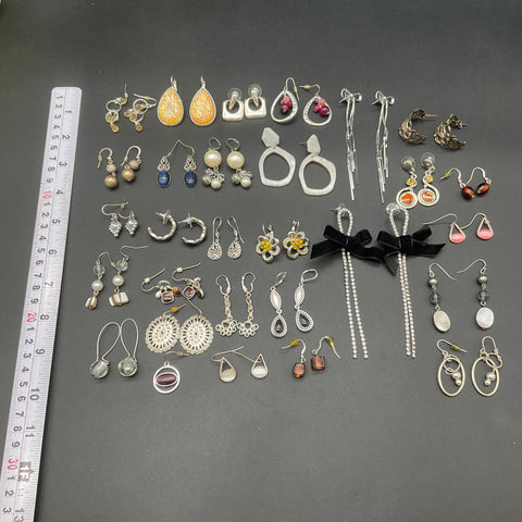 Fashion Pierced Earring Lot 30 Pairs Vintage Boho Silver Gold Tone Dangle Hoop
