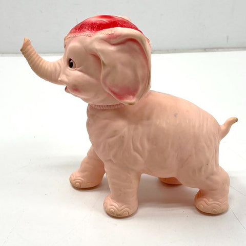 Sun Rubber Co Vintage 1951 Pink Elephant Rubber Toy Figurine 10 Inch