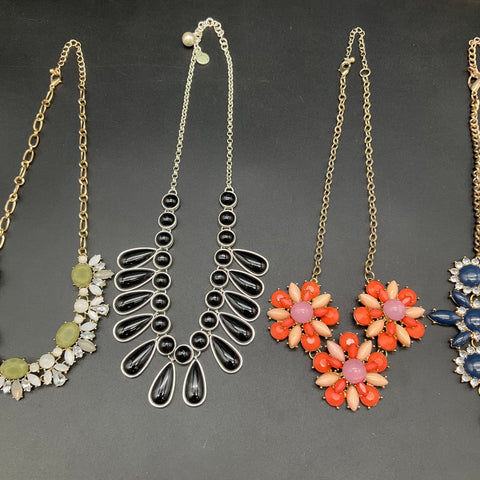 Liz Claiborne & Mixed Statement Necklaces Jewelry Lot of 6 Gold Silver Tone