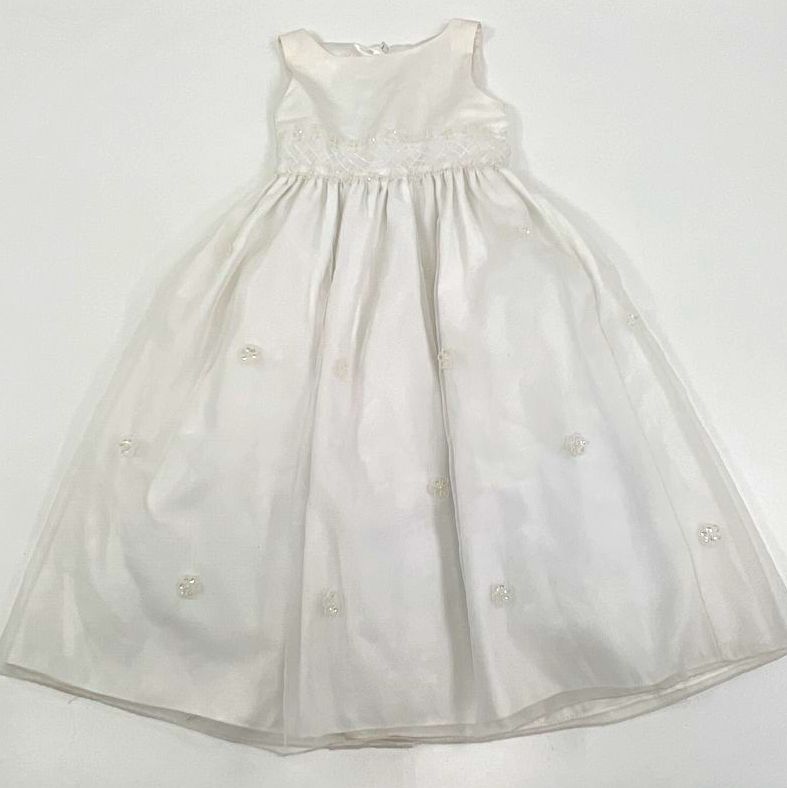 Girls' Cinderella White Floral Sleeveless Tie Back Formal Dress - Size 10 *READ