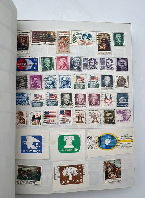 Vintage Stamp Collection Album Lot US and Italy 1970s Philately Mixed Stamps